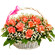 Poetry of feelings. Beautifully decorated basket of pink roses with assorted greens.. Sochi