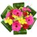 Spring. Bright and cheerful flower arrangement of roses, gerberas and spray chrysanthemums. Sochi